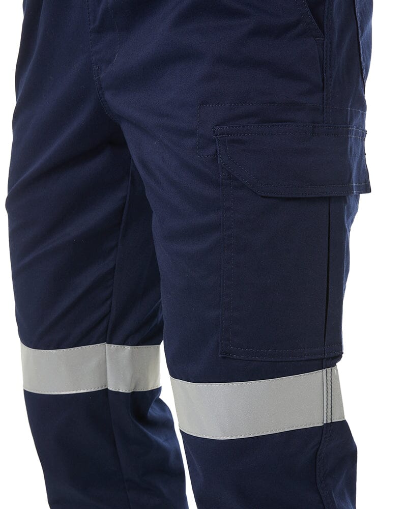 Taped Biomotion Stretch Cotton Drill Elastic Waist Cargo Work Pant - Navy