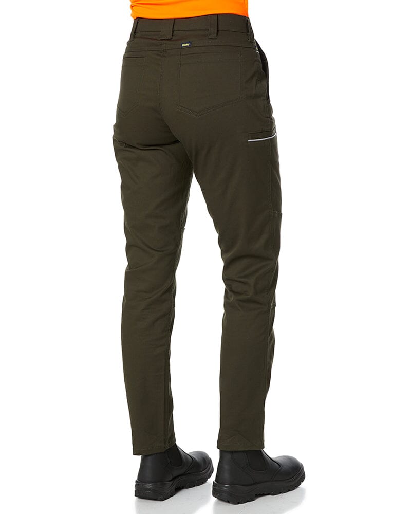 Womens Mid Rise Stretch Cotton Pants - Olive
