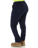 Womens Cotton Cargo Cuffed Pants - Navy