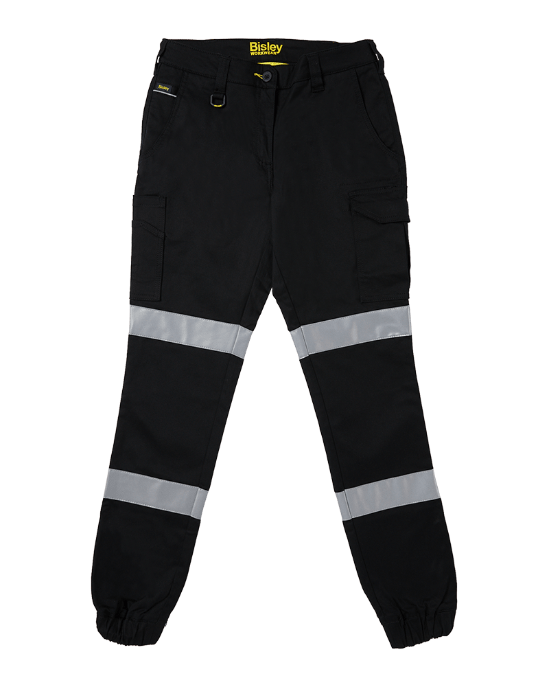 Tradies Womens Taped Cotton Cargo Cuffed Pants Value Pack - Black