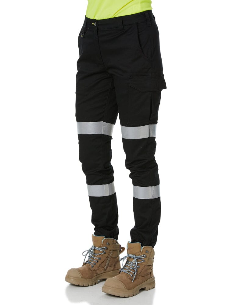 Women's Taped Cotton Cargo Cuffed Pants - Black