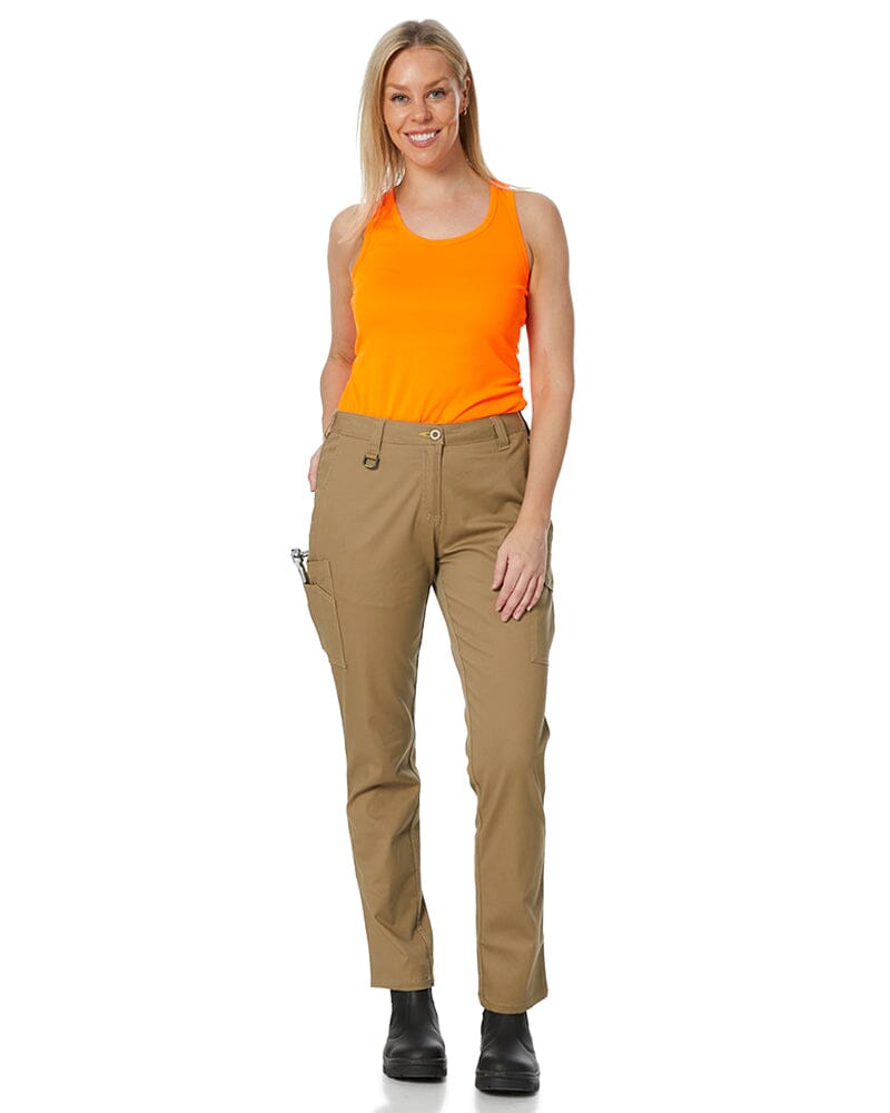 Womens Stretch Cotton Cargo Pants - Khaki