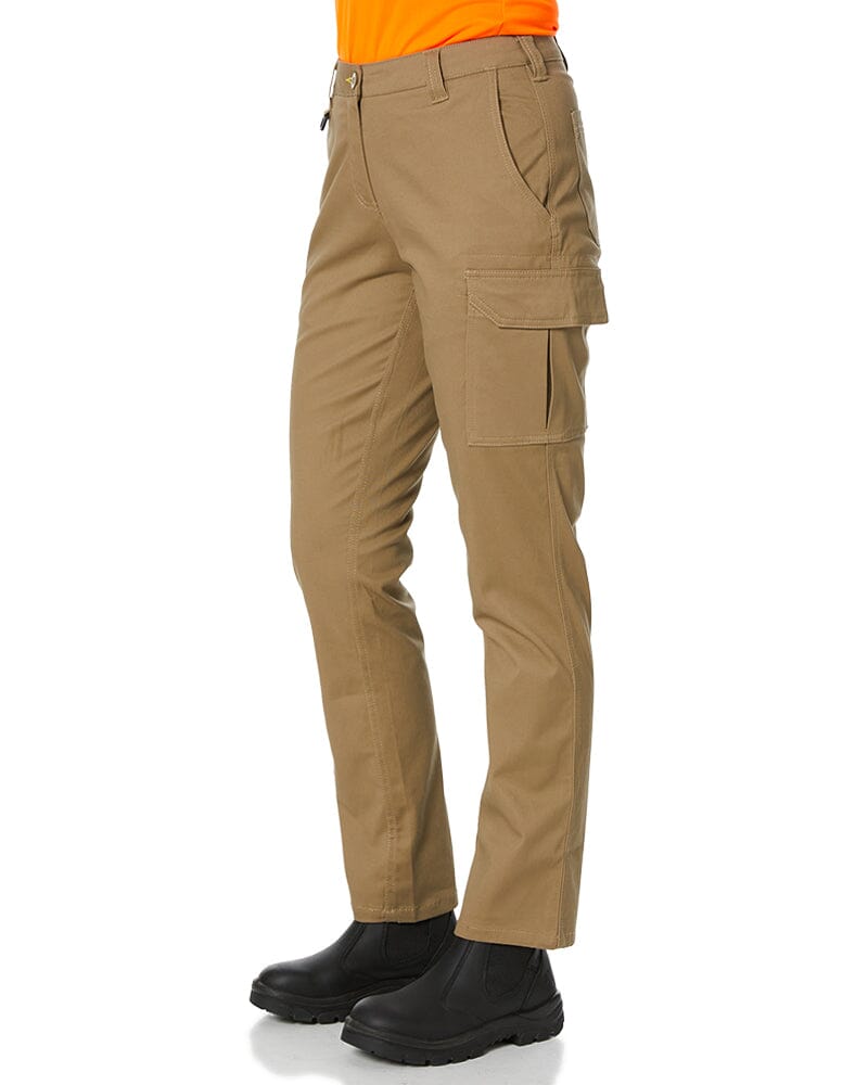 Womens Stretch Cotton Cargo Pants - Khaki