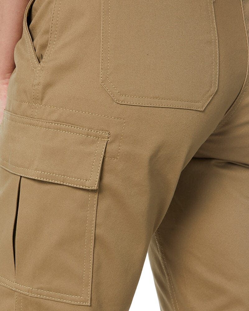 Womens Stretch Cotton Cargo Pants - Khaki