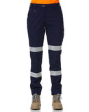 Womens Taped Stretch Cotton Drill Cargo Pants - Navy