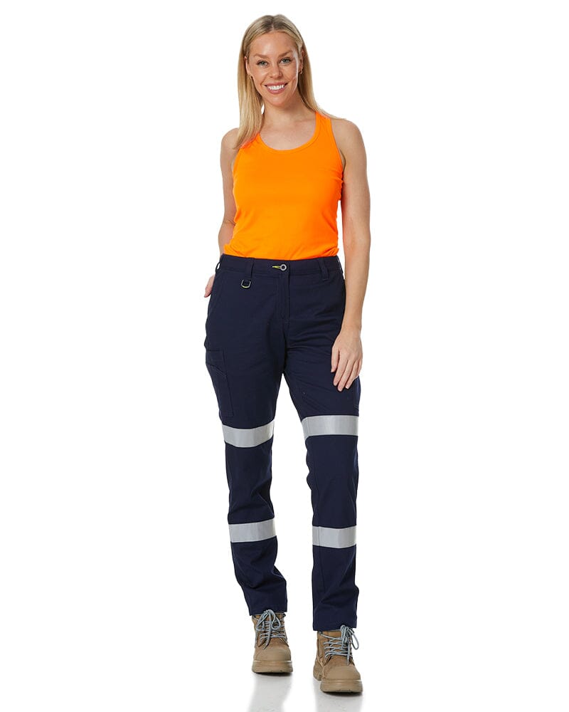 Womens Taped Stretch Cotton Drill Cargo Pants - Navy