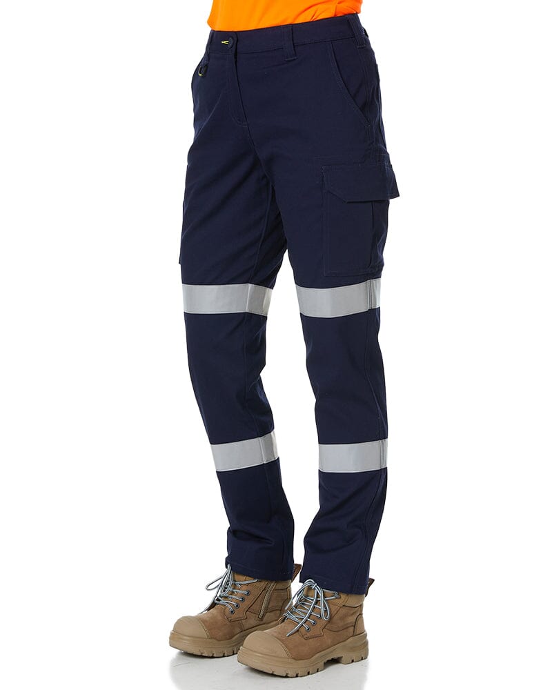 Womens Taped Stretch Cotton Drill Cargo Pants - Navy