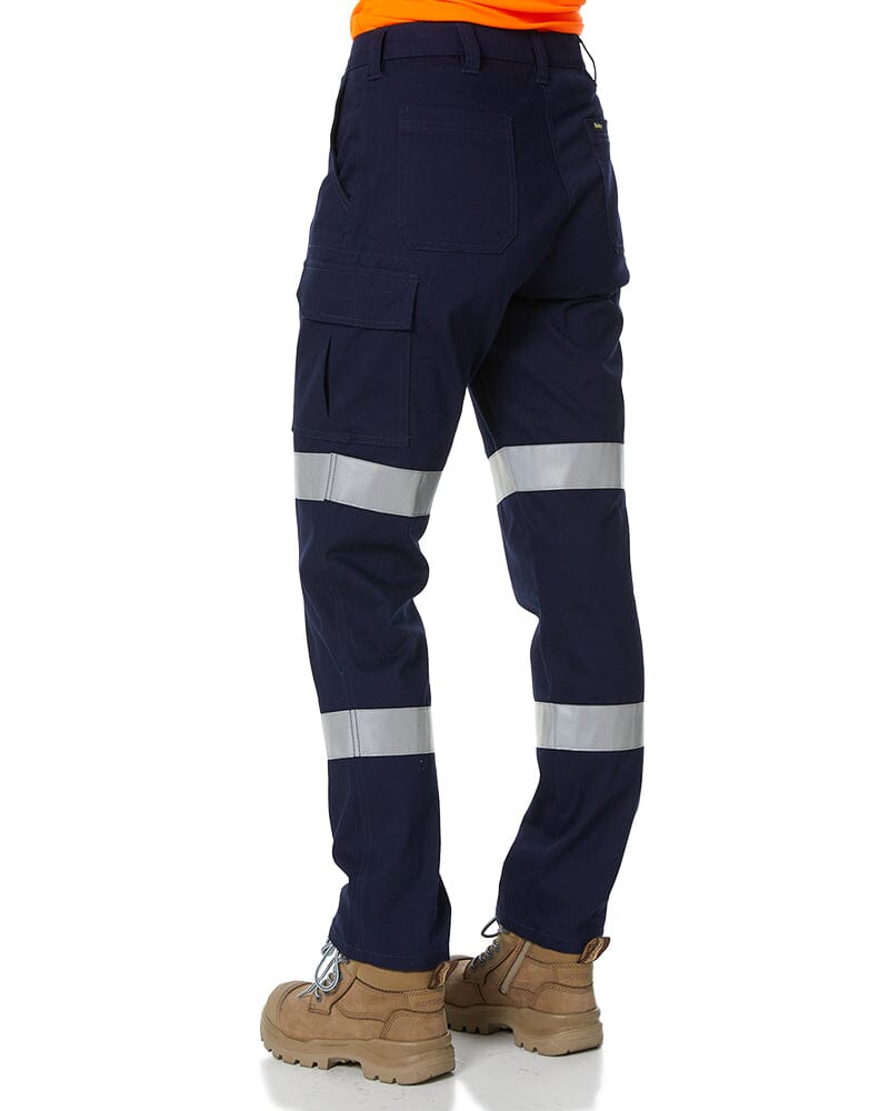 Womens Taped Stretch Cotton Drill Cargo Pants - Navy