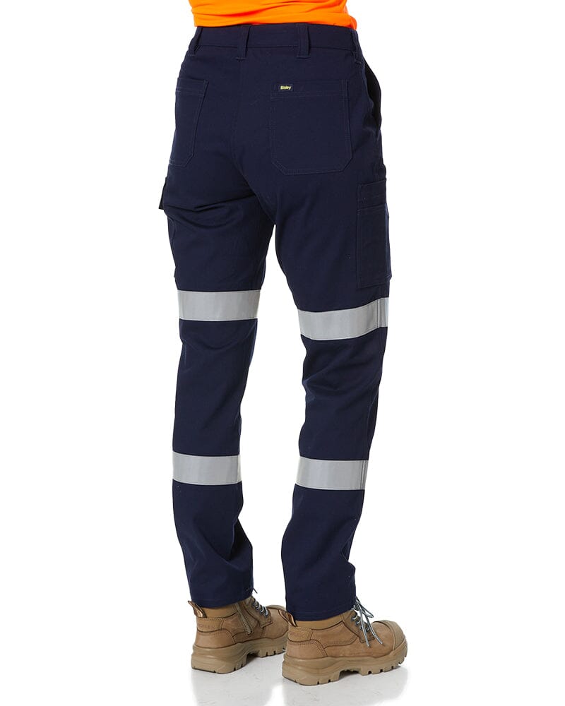 Womens Taped Stretch Cotton Drill Cargo Pants - Navy