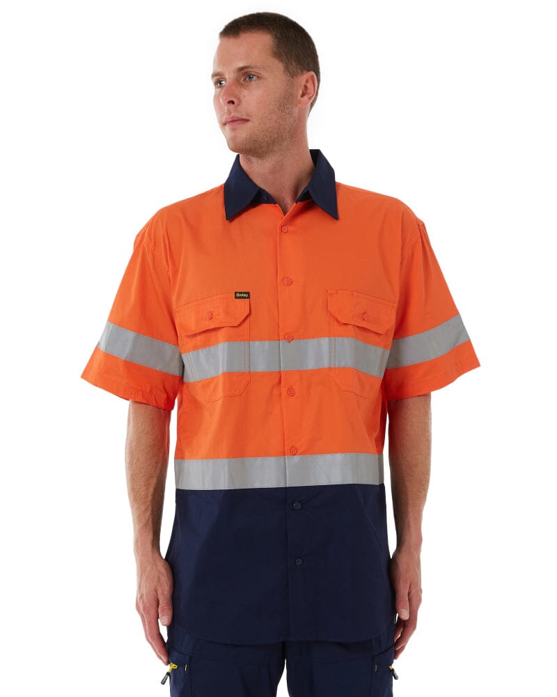 Taped Hi Vis Cool Lightweight SS Shirt - Orange/Navy