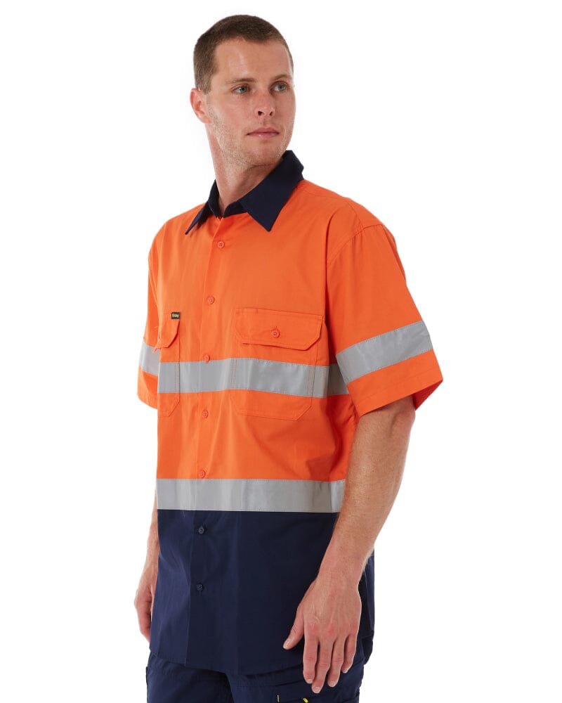 Taped Hi Vis Cool Lightweight SS Shirt - Orange/Navy