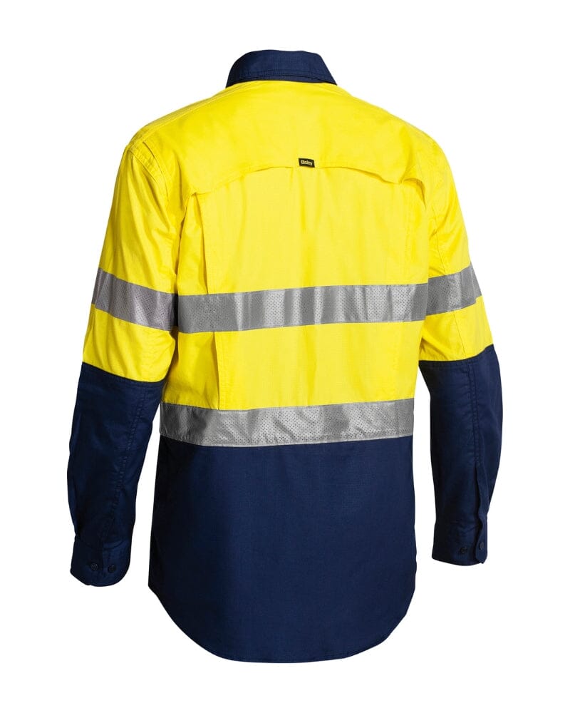 Bisley X Airflow Taped Hi Vis LS Ripstop Shirt * - Yellow/Navy | Buy Online