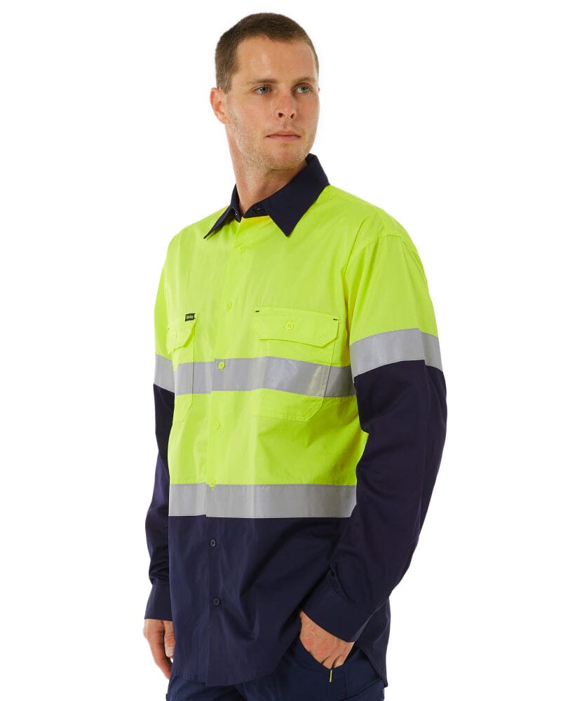 Taped Hi Vis Cool Lightweight LS Shirt * - Yellow/Navy