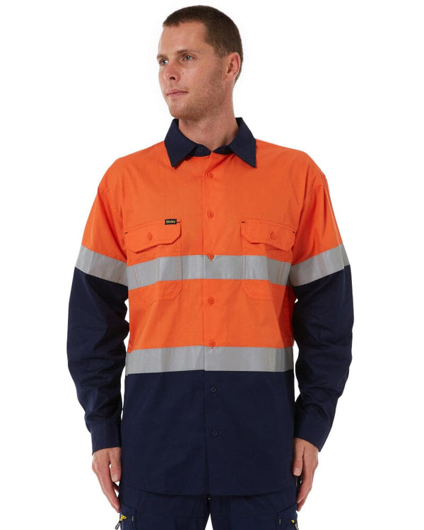 Taped Hi Vis Cool Lightweight LS Shirt * - Orange/Navy