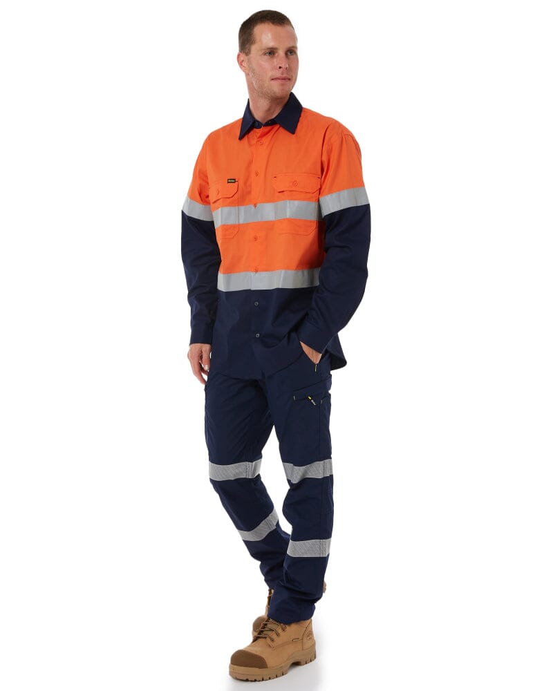 Taped Hi Vis Cool Lightweight LS Shirt * - Orange/Navy