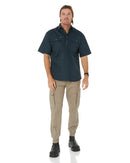 Closed Front Mens Cotton Drill SS Shirt - Bottle