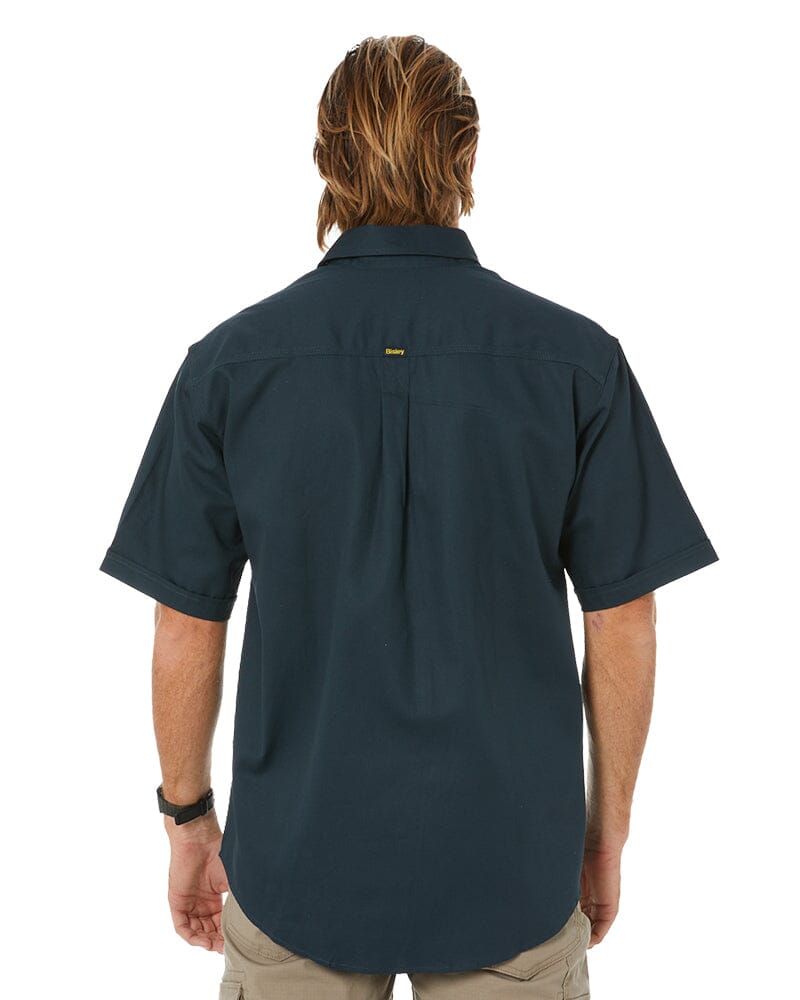 Closed Front Mens Cotton Drill SS Shirt - Bottle
