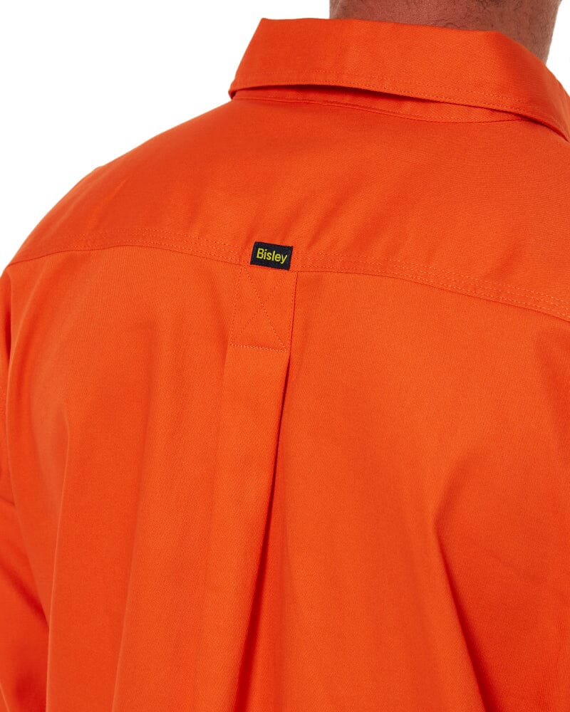 Closed Front Mens Cotton Drill LS Shirt - Orange