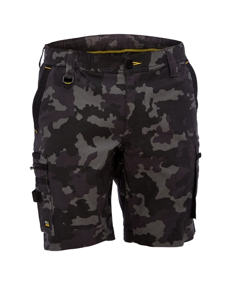 Bisley Flex and Move Stretch Canvas Cargo Short Charcoal Camo
