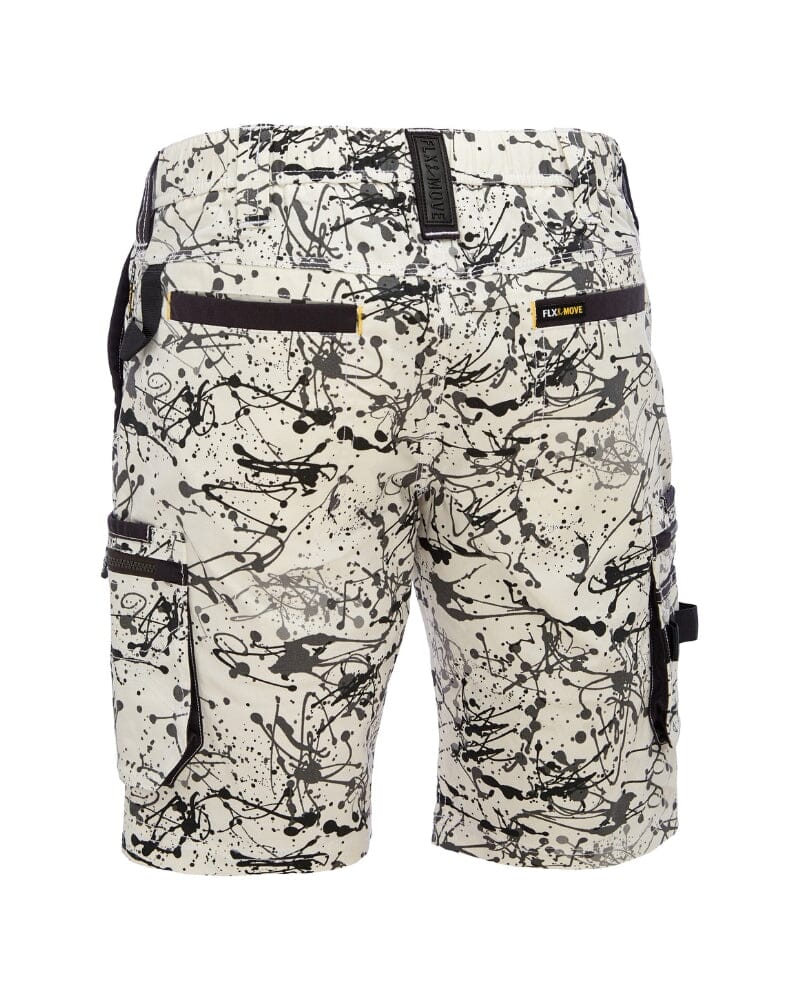 Flex and Move Stretch Canvas Cargo Short - Grey Paint Splatter