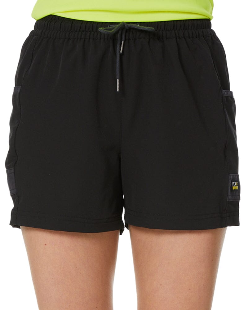 Womens Flex and Move 4-Way Stretch Elastic Waist Short - Black