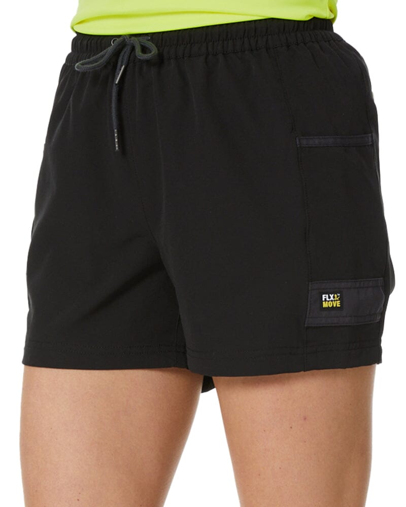 Womens Flex and Move 4-Way Stretch Elastic Waist Short - Black