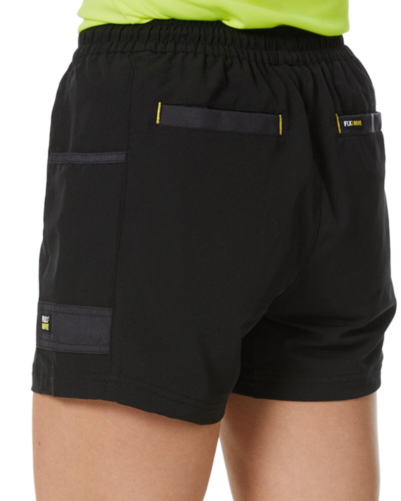 Womens Flex and Move 4-Way Stretch Elastic Waist Short - Black