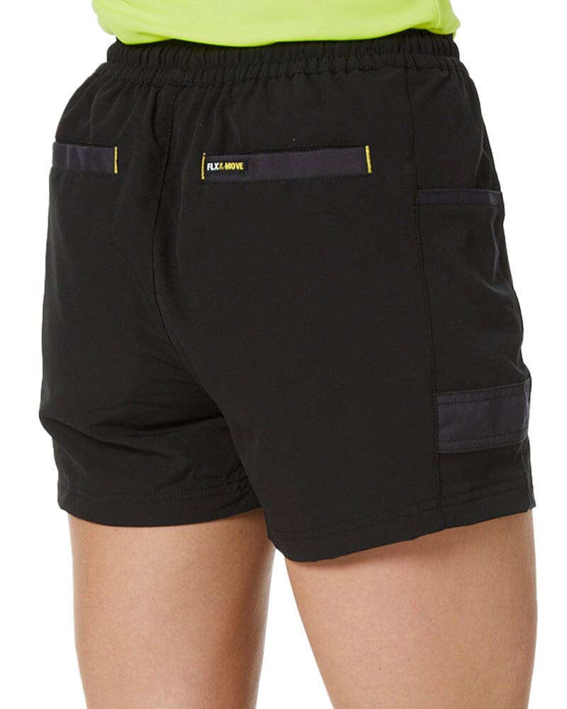 Womens Flex and Move 4-Way Stretch Elastic Waist Short - Black