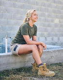 Womens Flex and Move 4-Way Stretch Elastic Waist Short - Stone