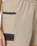 Womens Flex and Move 4-Way Stretch Elastic Waist Short - Stone