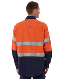 Taped Hi Vis Closed Front LS Drill Shirt * - Orange/Navy