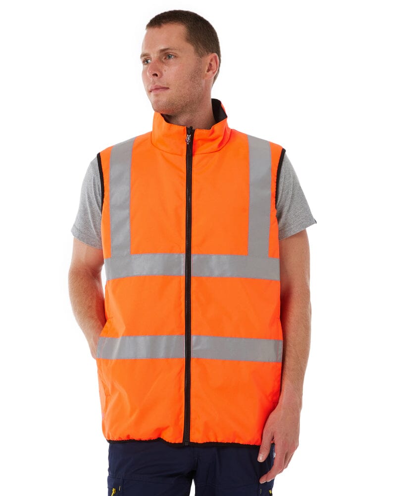 Bisley Taped Hi Vis Reversible Puffer Vest - Orange | Buy Online