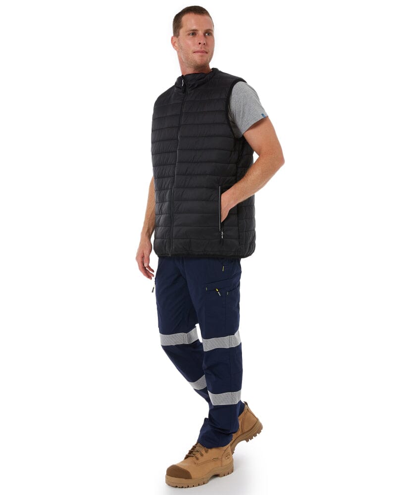 Taped Hi Vis Reversible Puffer Vest - Orange