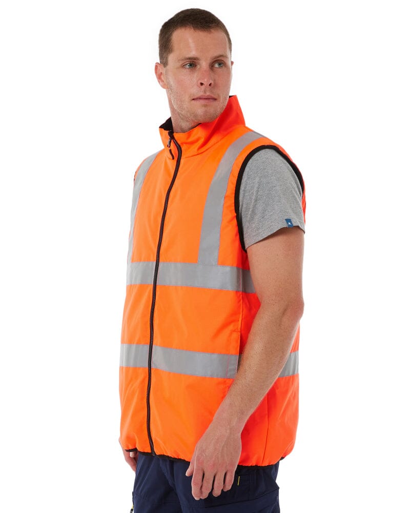 Taped Hi Vis Reversible Puffer Vest - Orange