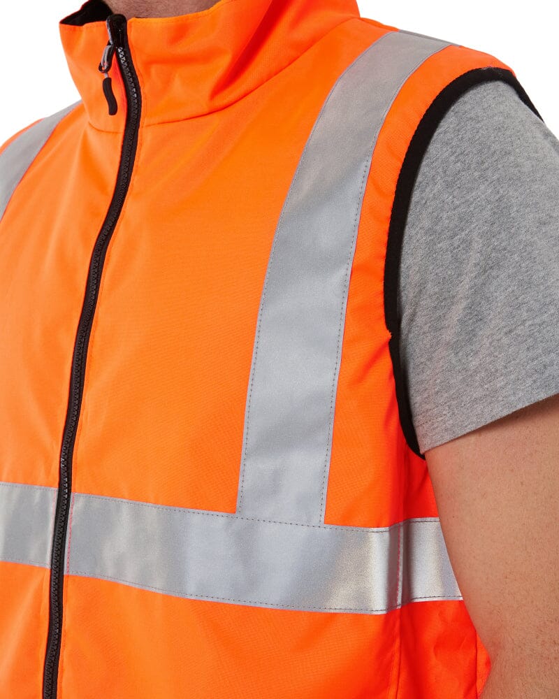 Taped Hi Vis Reversible Puffer Vest - Orange