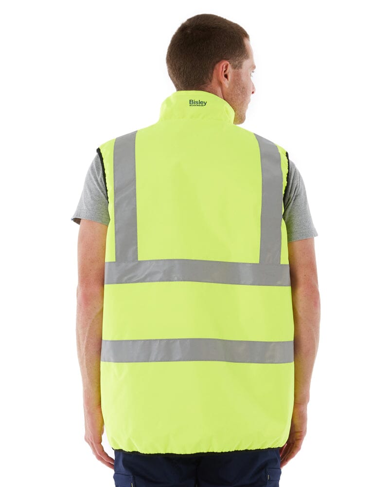 Taped Hi Vis Reversible Puffer Vest - Yellow