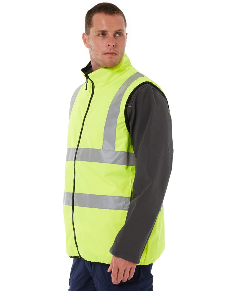 Taped Hi Vis Reversible Puffer Vest - Yellow