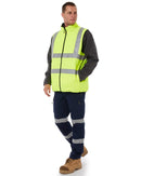 Taped Hi Vis Reversible Puffer Vest - Yellow