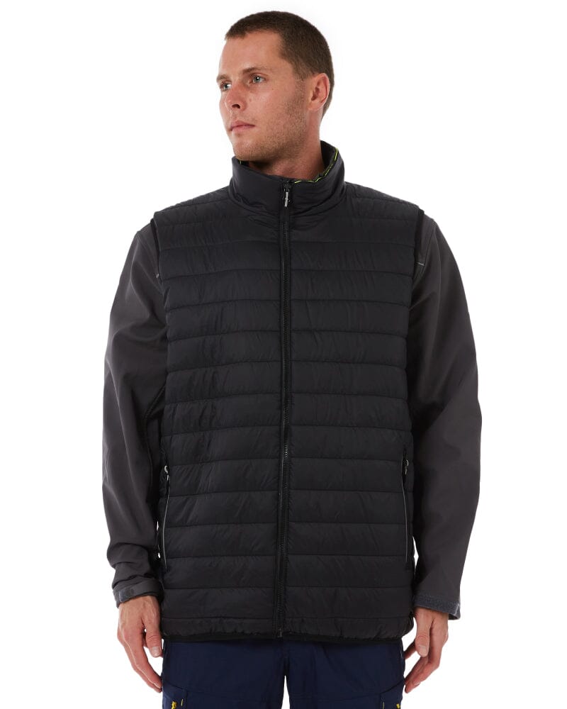 Taped Hi Vis Reversible Puffer Vest - Yellow