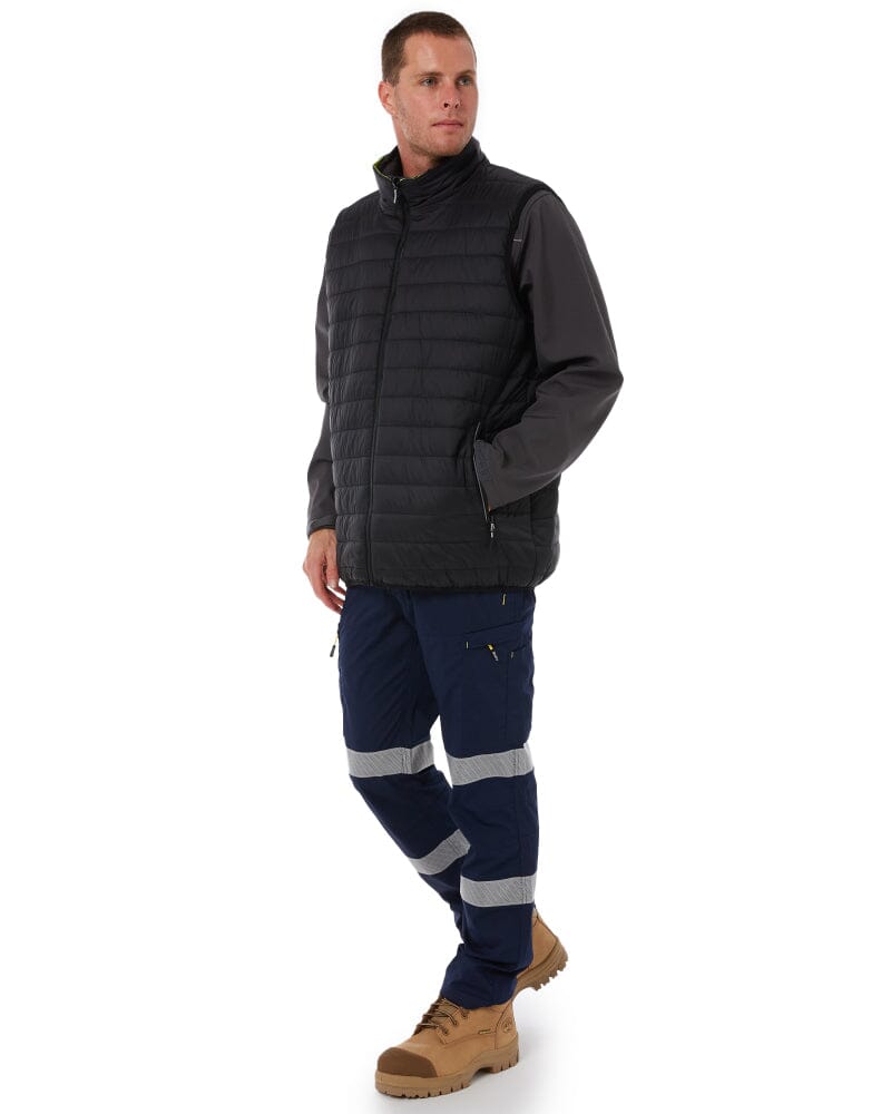 Taped Hi Vis Reversible Puffer Vest - Yellow