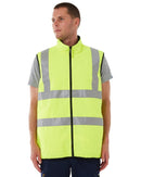 Taped Hi Vis Reversible Puffer Vest - Yellow