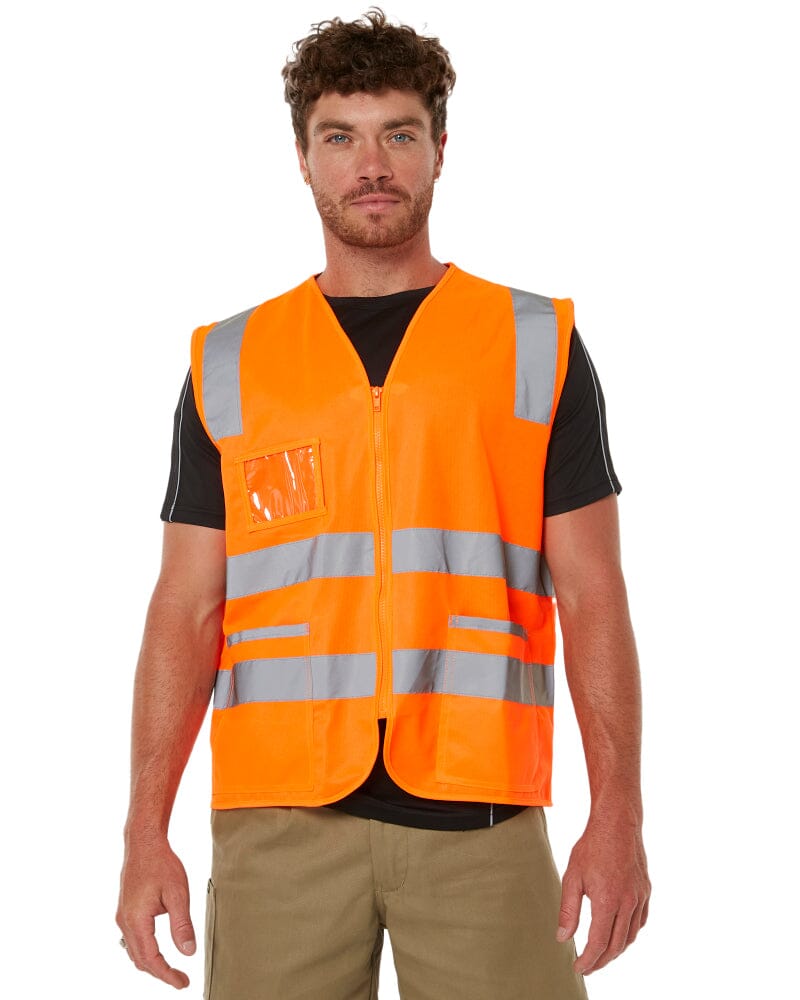 Taped Hi Vis Safety Zip Vest - Orange