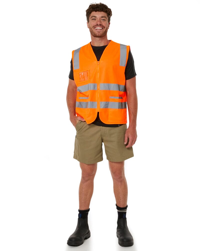 Taped Hi Vis Safety Zip Vest - Orange