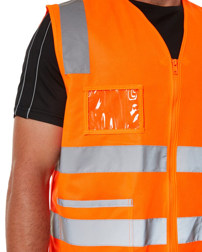 Taped Hi Vis Safety Zip Vest - Orange