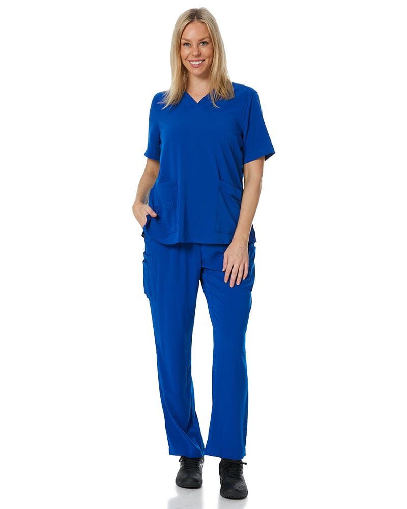Avery Womens Easy Fit V Neck Scrub Top - Electric Blue