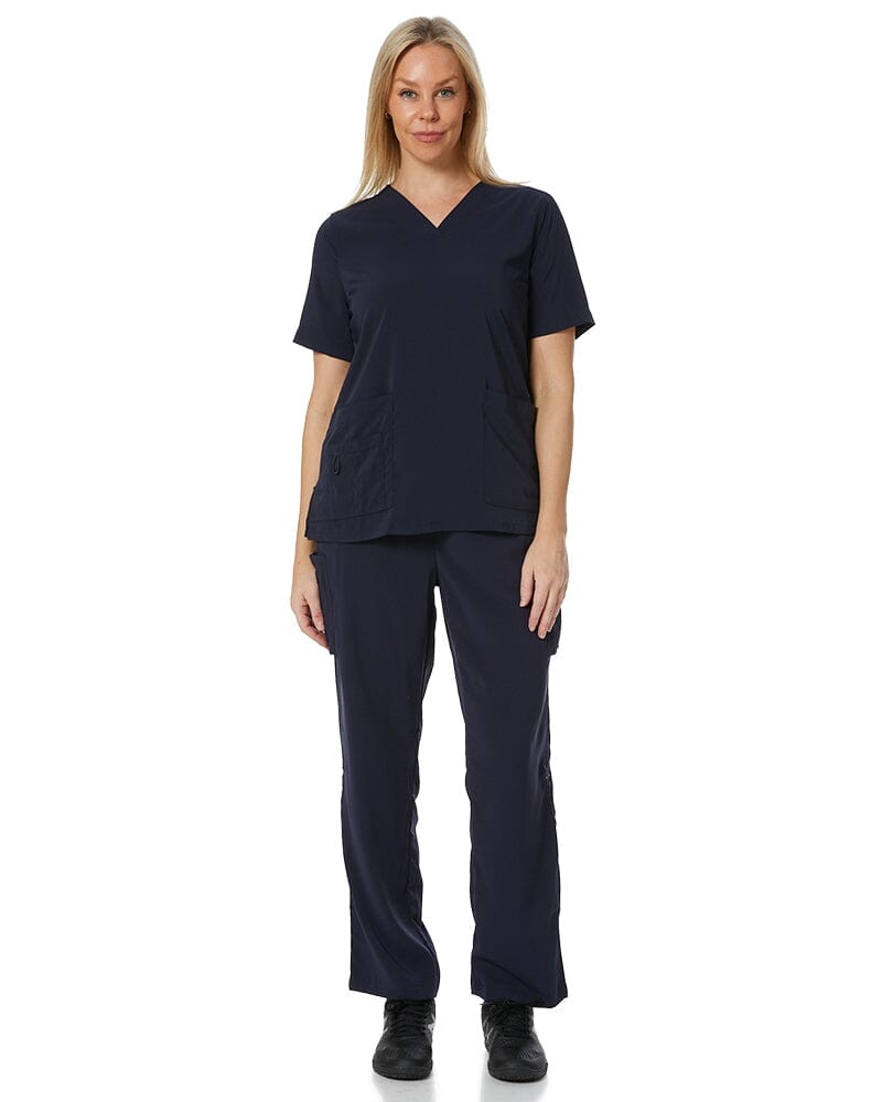 Avery Womens Easy Fit V Neck Scrub Top - Midnight Navy