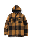 Hooded Flannel Shirt Jacket - Black/Bronze