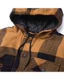 Hooded Flannel Shirt Jacket - Black/Bronze
