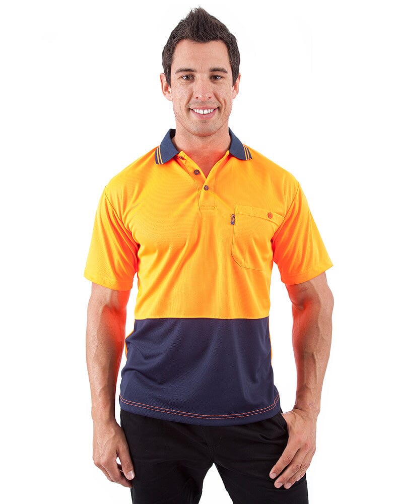 Tradies Hi Vis Cool Breathe Polo Shirt Value Pack - Orange/Navy