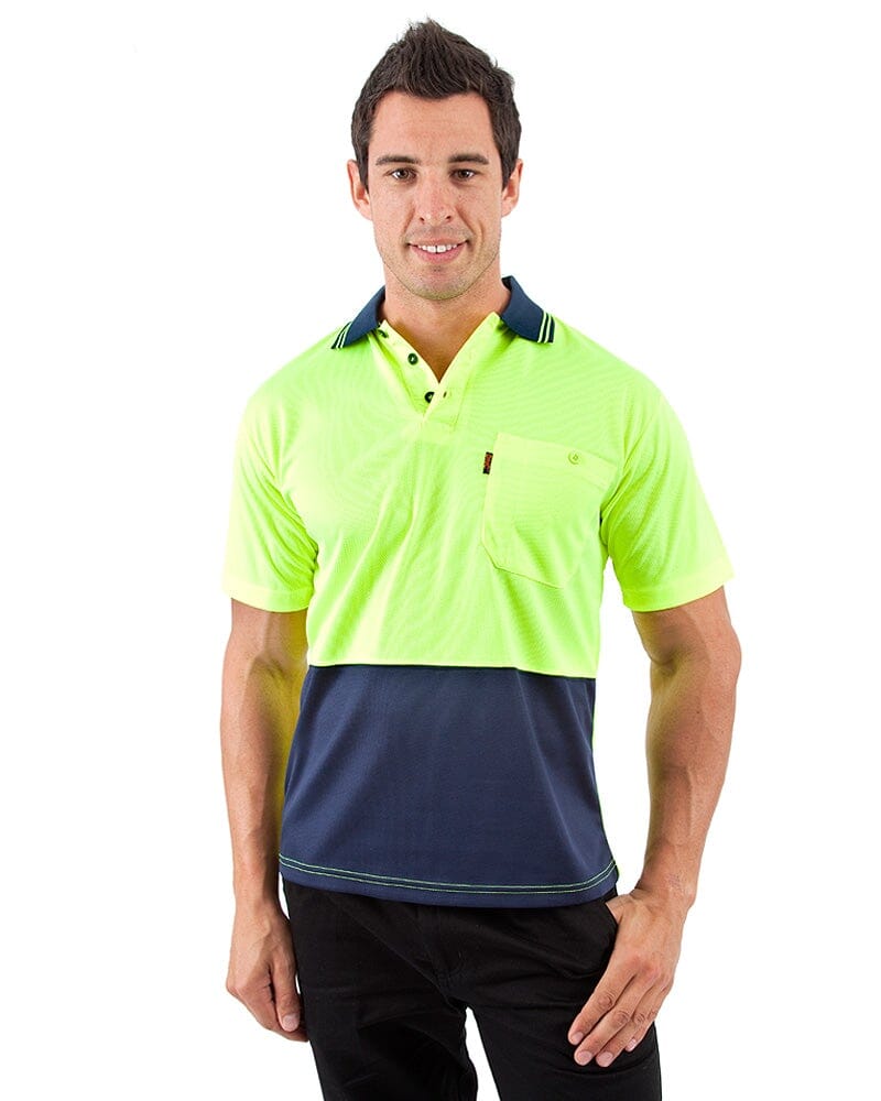 Tradies Hi Vis Cool Breathe Polo Shirt Value Pack - Yellow/Navy